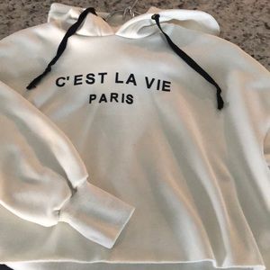 White cropped hoodie